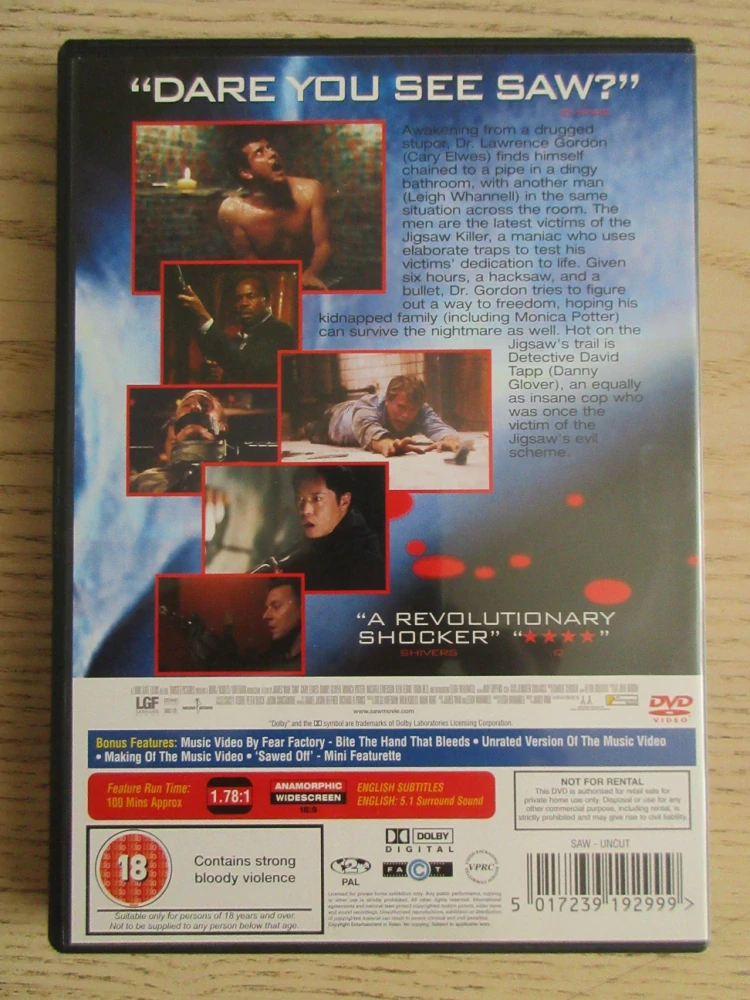 SAW: HRA O PŘEŽITÍ, M. POTTER, GB OBAL, ČESKÁ VERZE, DVD FILM