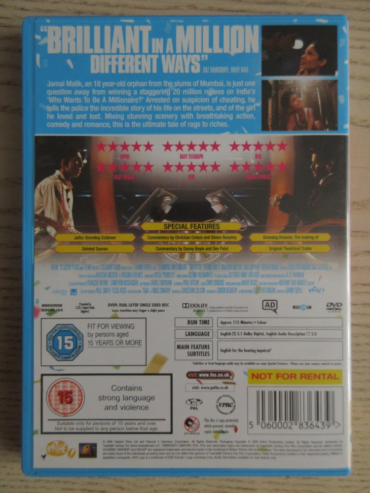 MILIONÁŘ Z CHATRČE, GB OBAL, ČESKÁ VERZE, DVD FILM