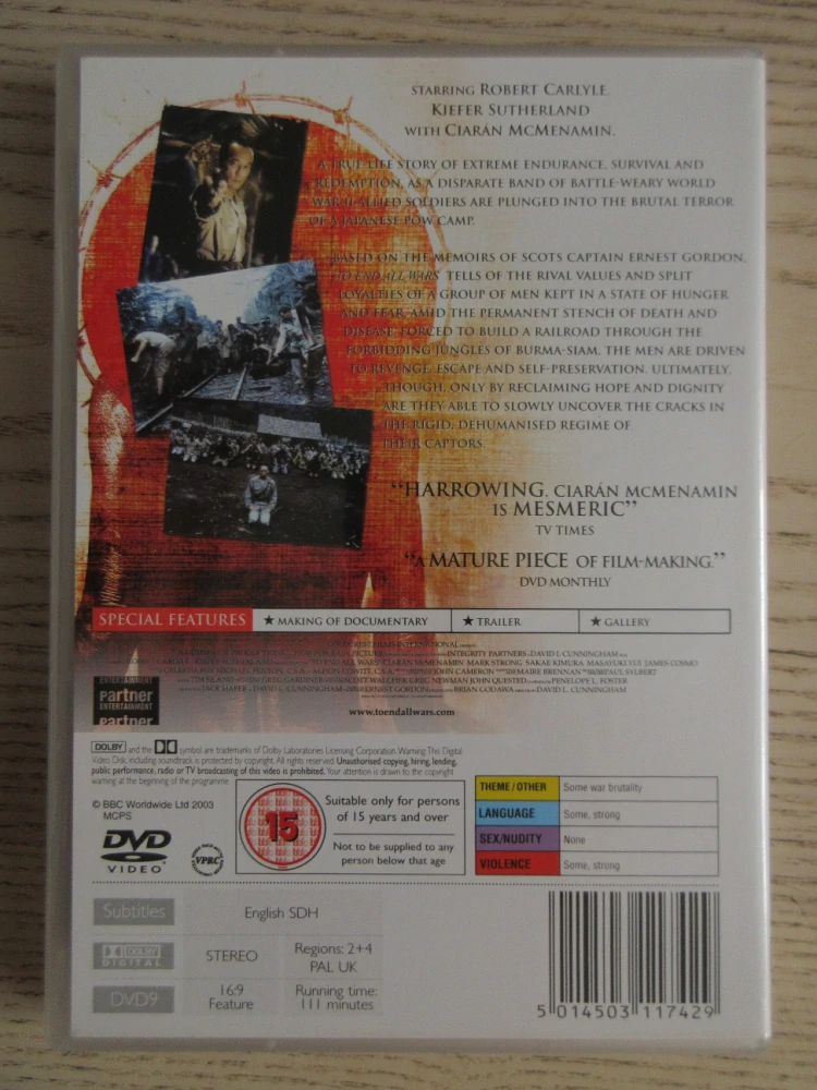 NA KONCI VŠECH VÁLEK, K. SUTHERLAND GB OBAL, ČESKÁ VERZE, DVD FILM