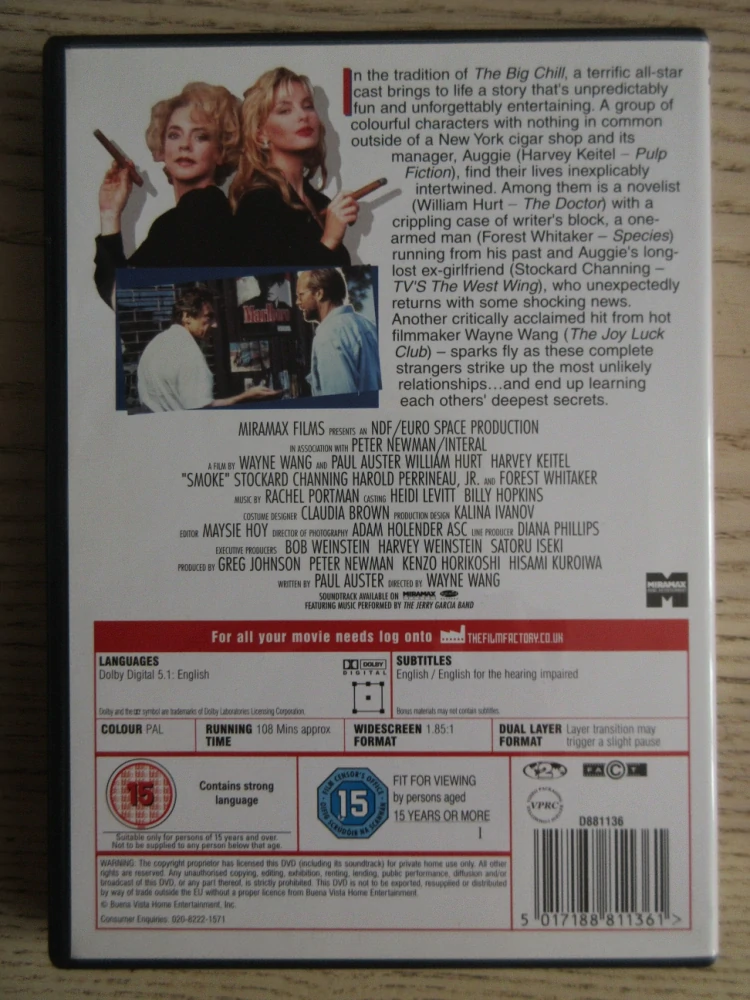SMOKE, W. HURT, H. KEITEL, GB OBAL, ČESKÁ VERZE, DVD FILM