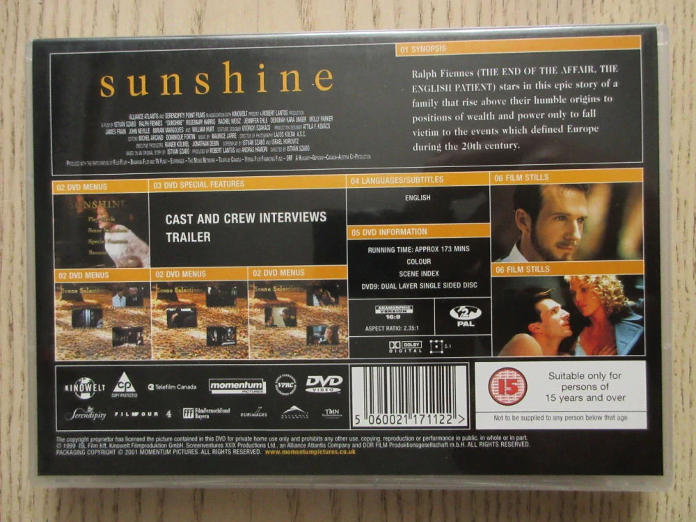 SLUNEČNÍ SVIT, R. HARRIS, R. WEISZ, GB OBAL, ČESKÁ VERZE, DVD FILM