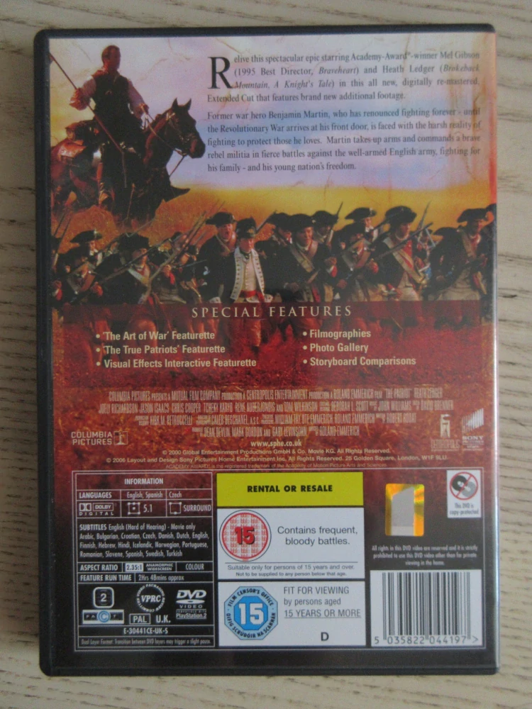 PATRIOT, M. GIBSON, GB OBAL, ČESKÁ VERZE, DVD FILM