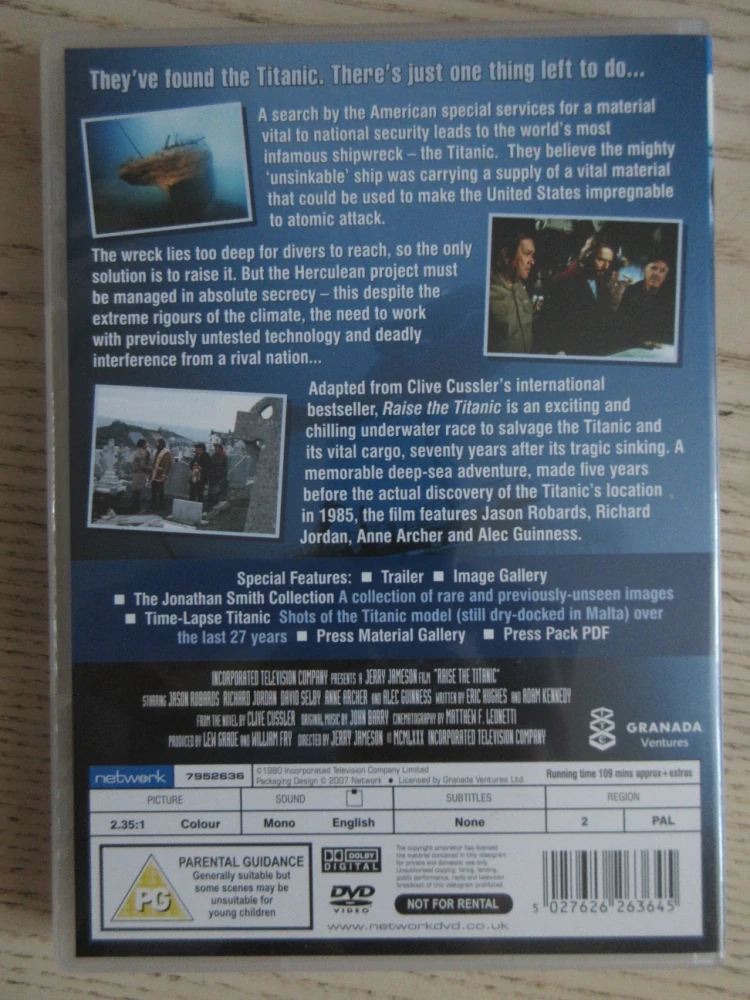 VYZVEDNUTÍ TITANIKU, R. JORDAN, J. ROBARDS, GB OBAL, ČESKÁ VERZE, DVD FILM