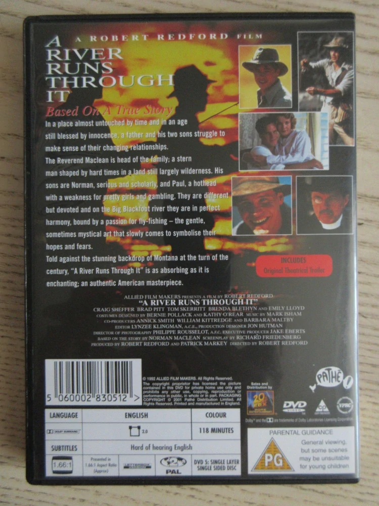 TEČE TUDY ŘEKA, R. REDFORD, GB OBAL, ČESKÁ VERZE, DVD FILM