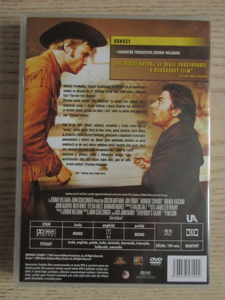 PŮLNOČNÍ KOVBOJ, D. HOFFMAN, J. VOIGHT, DVD FILM