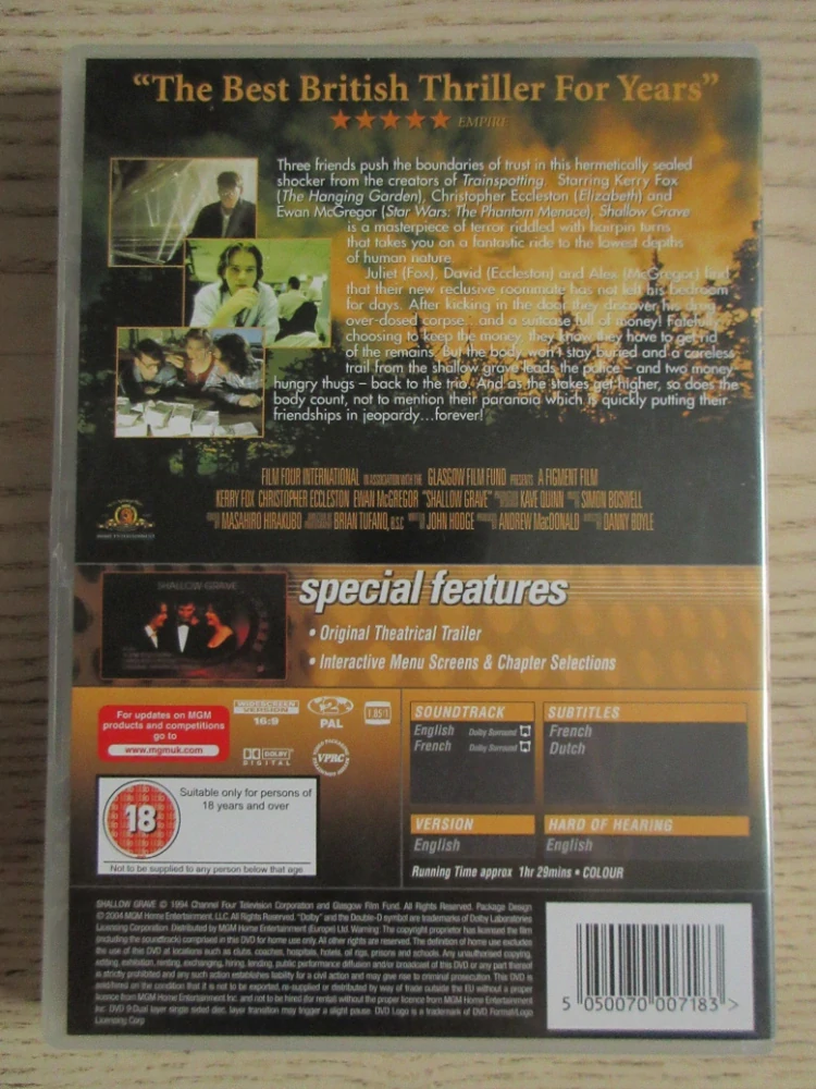 MĚLKÝ HROB, K. FOX, E. MCGREGOR, GB OBAL, ČESKÁ VERZE, DVD FILM