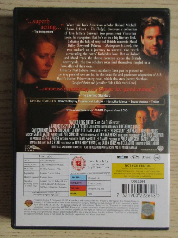 POSEDLOST, G. PALTROW, A. ECKHART, GB OBAL, ČESKÁ VERZE, DVD FILM