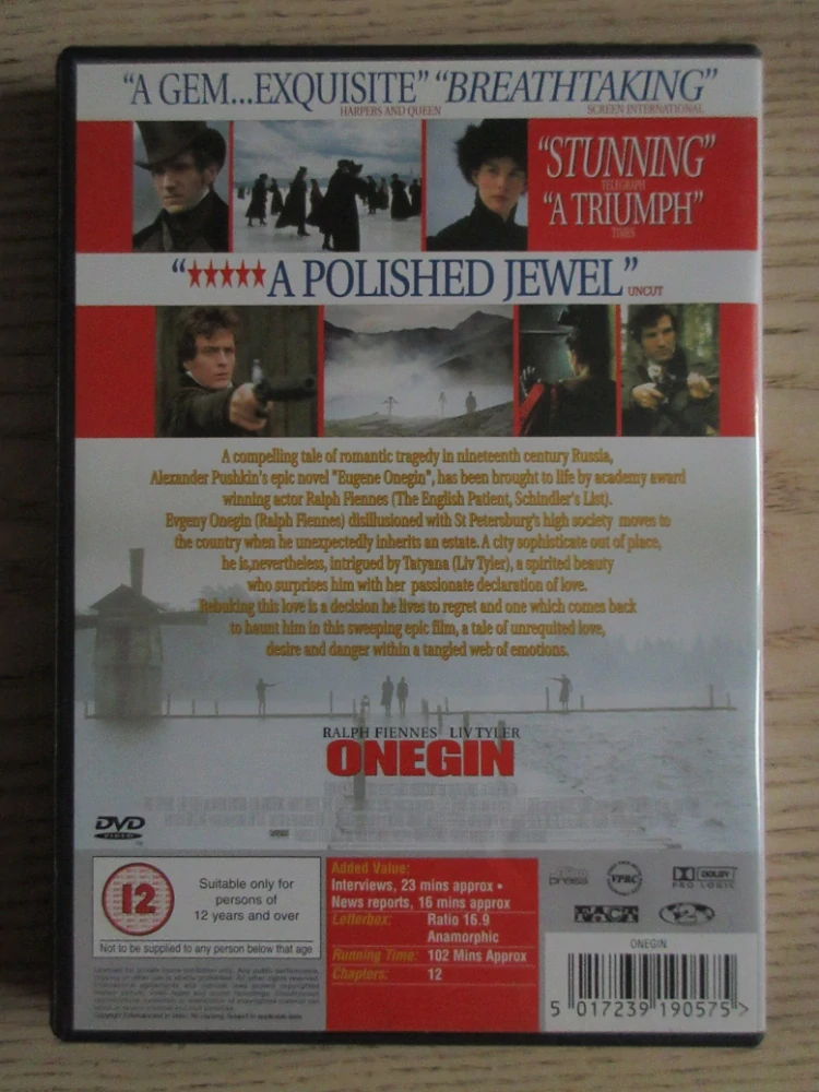 ONĚGIN, R. FIENNES, L. TYLER, GB OBAL, ČESKÁ VERZE, DVD FILM