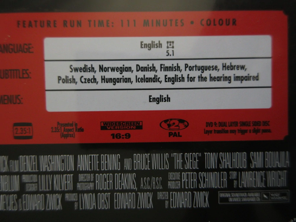 STAV OBLEŽENÍ, D. WASHINGTON, A. BENING, DVD FILM