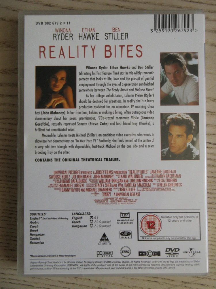 BOLESTNÁ REALITA, W. RYDER, E. HAWKE, B. STILLER, DVD FILM