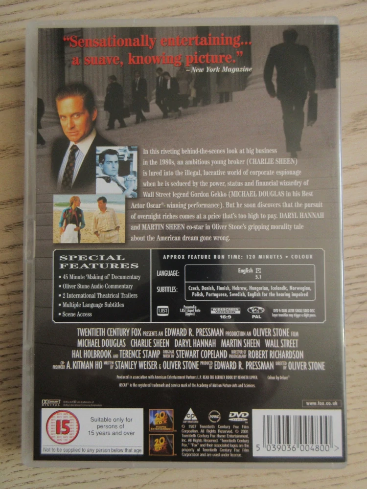 WALL STREET, M. DOUGLAS, CH. SHEEN, D. HANNAH, DVD FILM