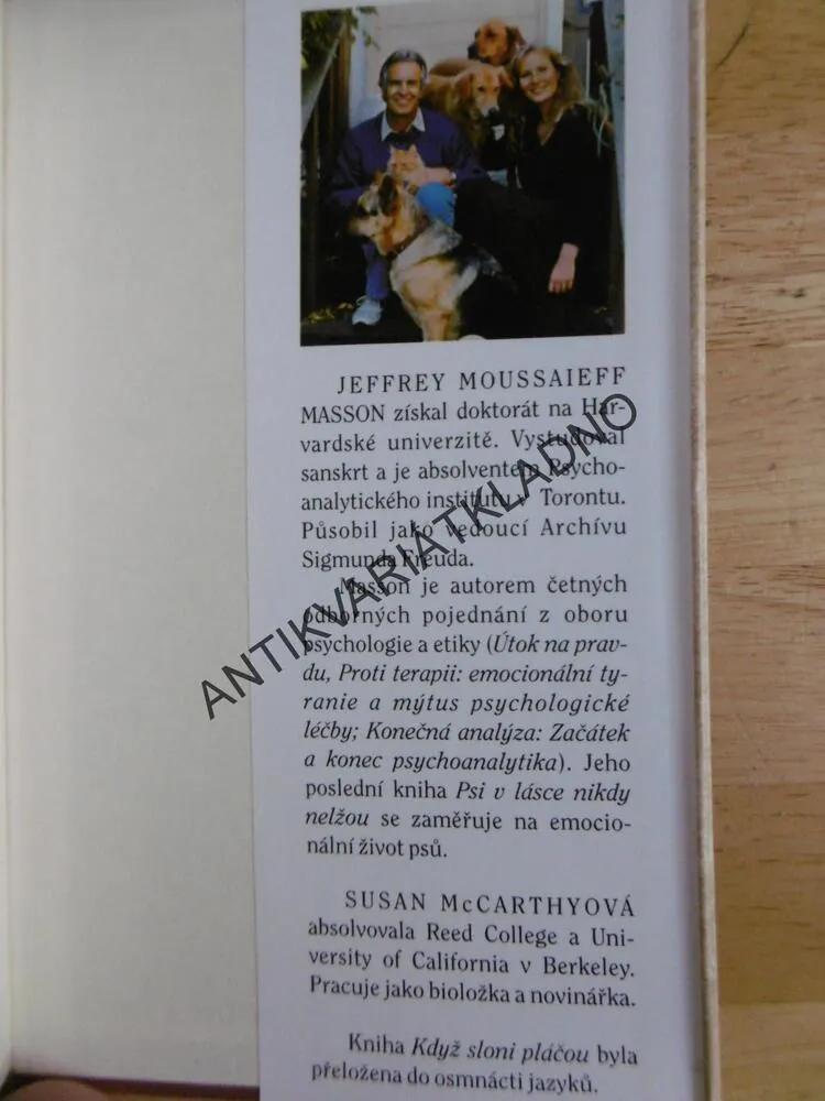 KDYŽ SLONI PLÁČOU, EMOCIONÁLNÍ SVĚT A CITOVÝ ŽIVOT ZVÍŘAT, MASSON, **an