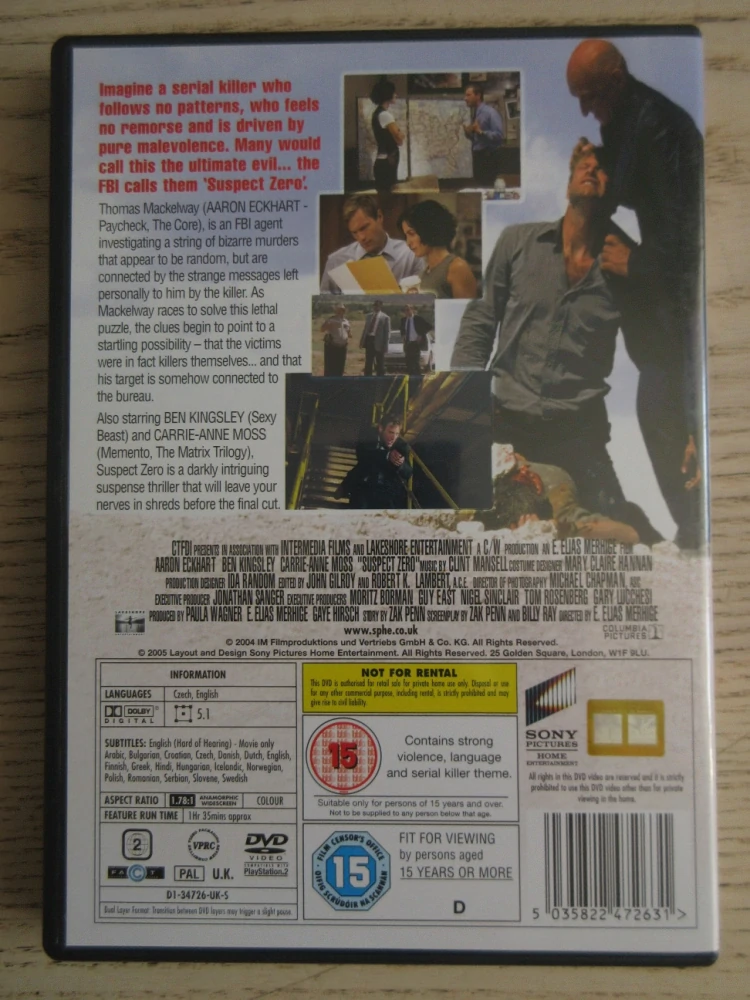 PODEZŘENÍ NULA, A. ECKHART, B. KINGSLEY, C.-A. MOSS, DVD FILM