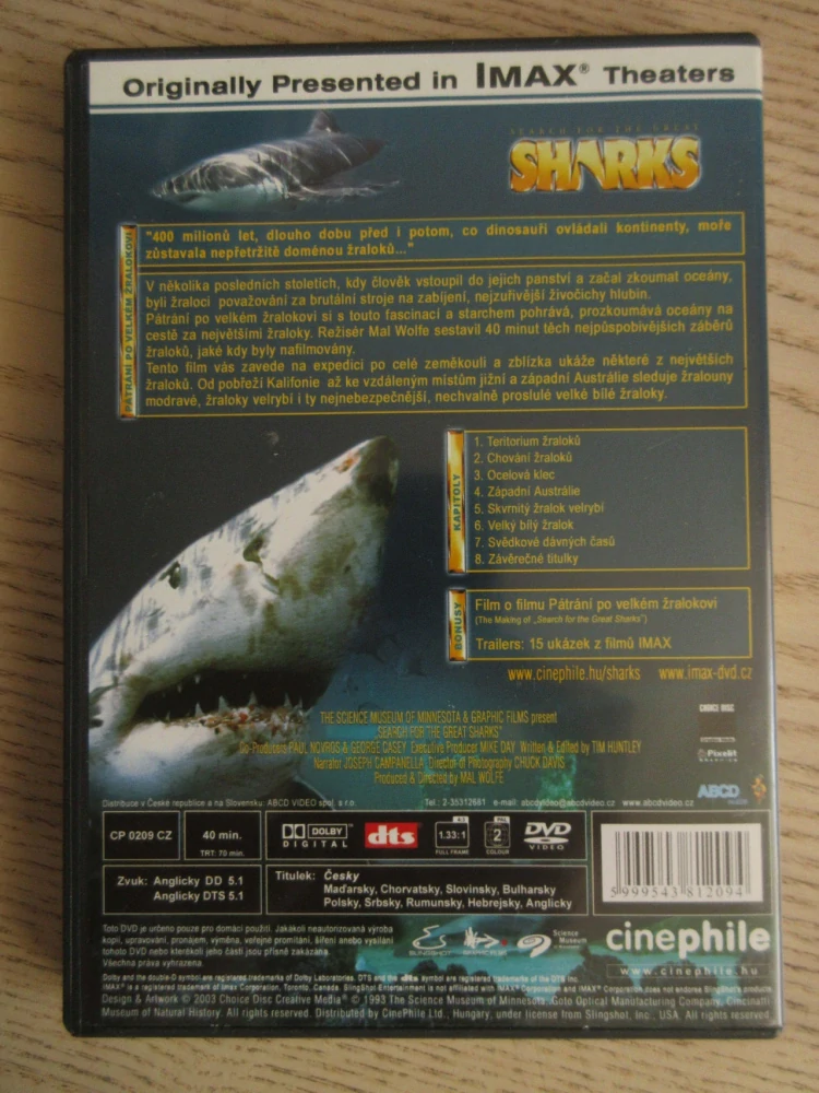 PÁTRÁNÍ PO VELKÉM ŽRALOKOVI, DVD FILM DOKUMENT