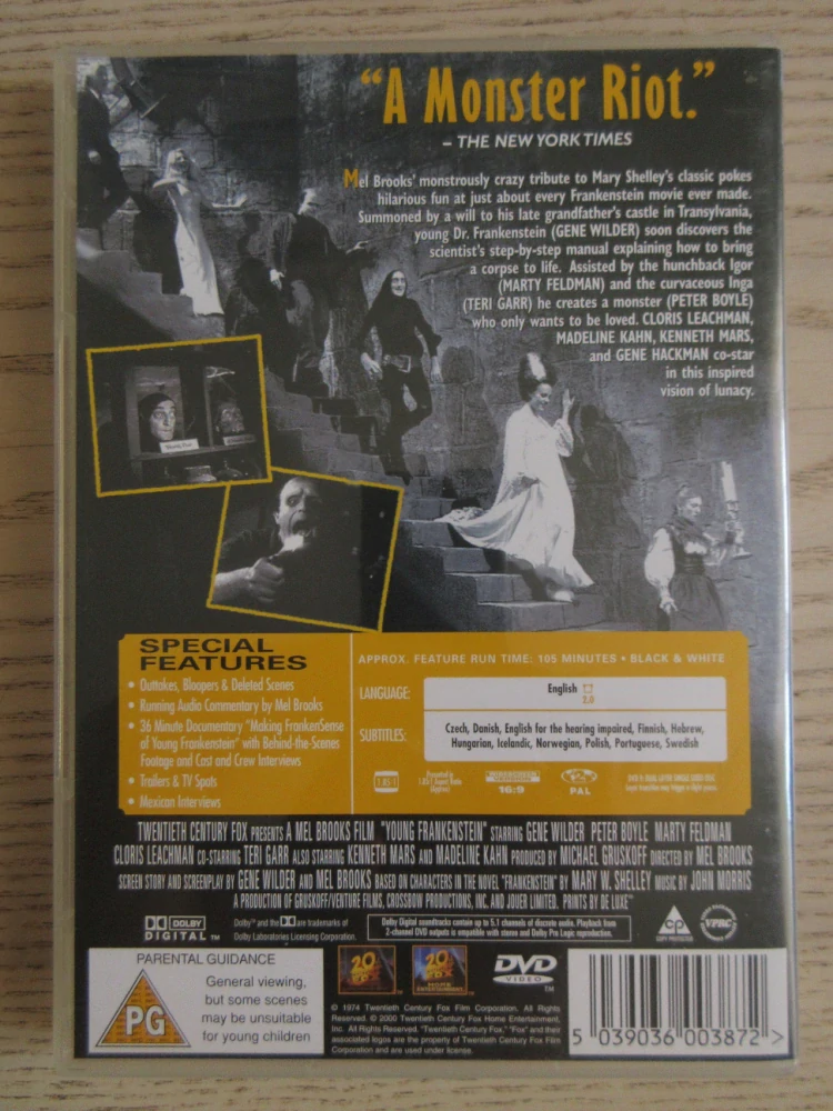 MLADÝ FRANKENSTEIN, R: M. BROOKS, G. WILDER, DVD FILM