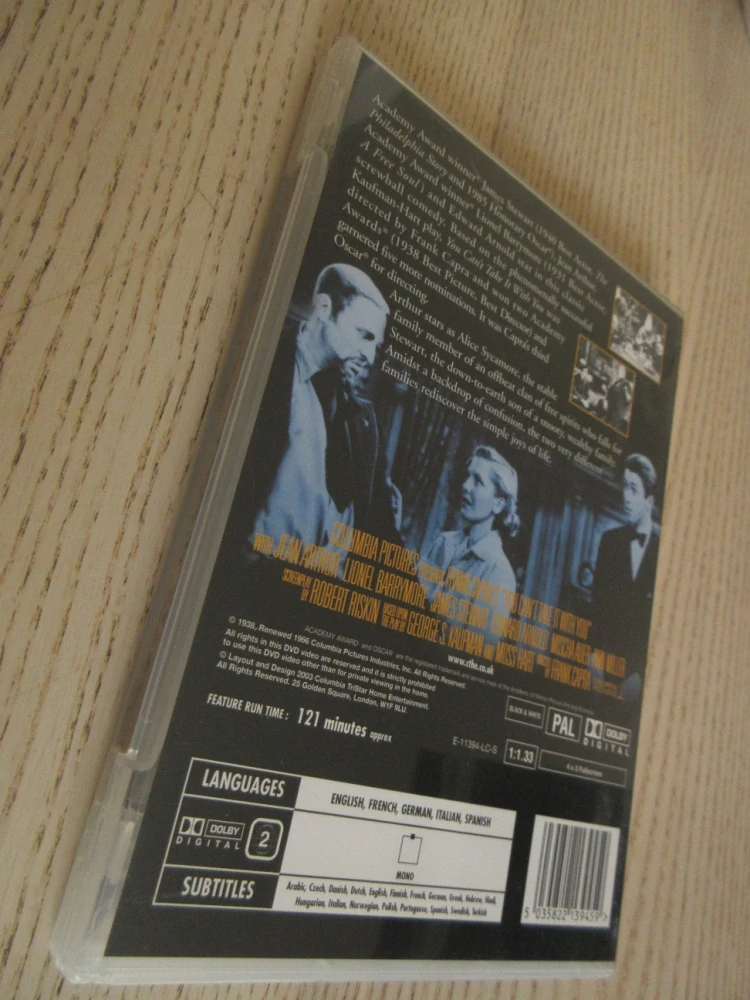 VŽDYŤ JSME JEN JEDNOU NA SVĚTĚ, J. ARTHUR, L. BARRYMORE, E. ARNOLD, DVD FILM