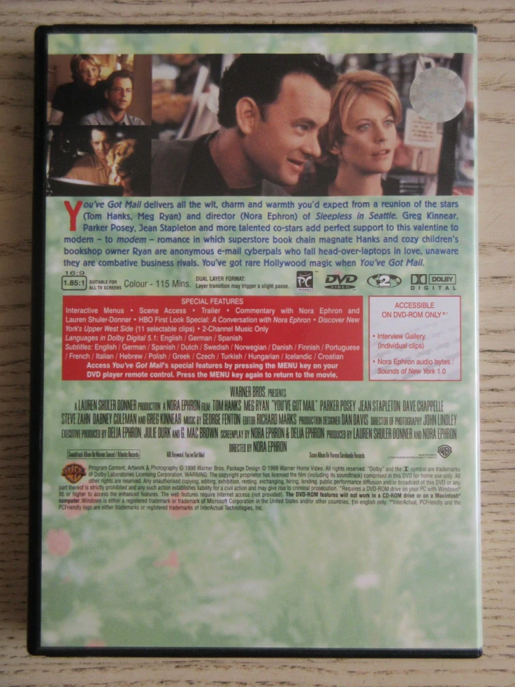 LÁSKA PŘES INTERNET, T. HANKS, M. RYAN, DVD FILM