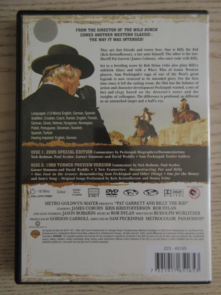 PAT GARRETT AND BILLY THE KID, J. COBURN, B. DYLAN, 2X DVD FILM