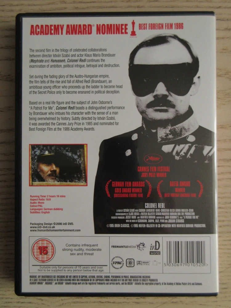 PLUKOVNÍK REDL, SZABÓ, GB OBAL, ČESKÉ DVD FILM
