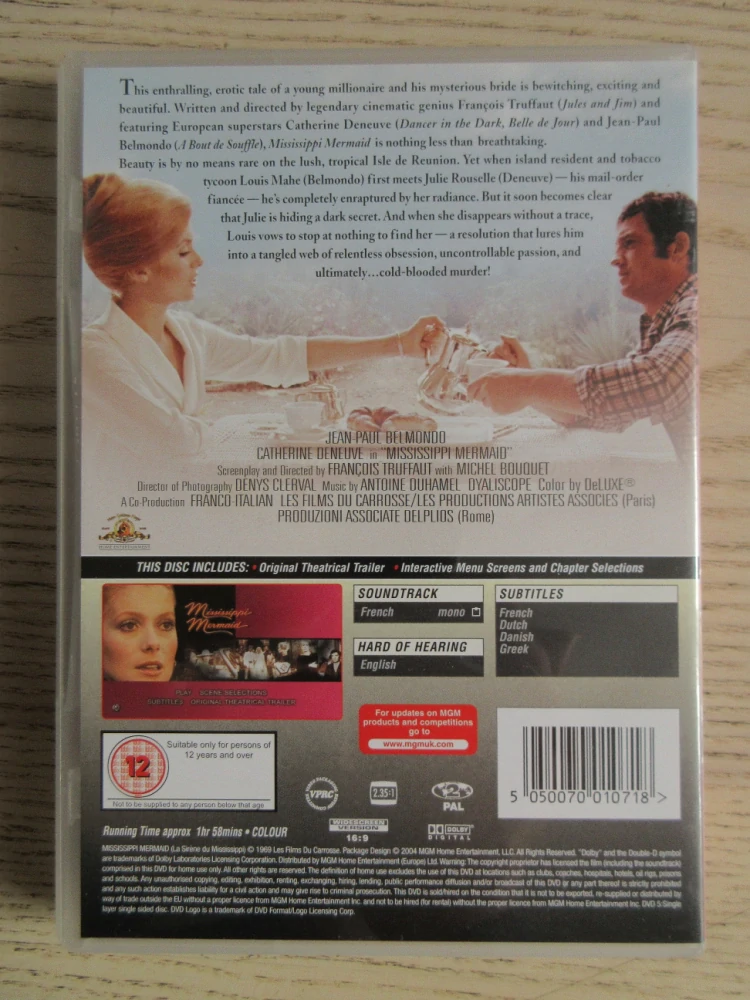 SIRÉNA OD MISSISSIPPI, BELMONDO, DENEUVE, GB OBAL, ČESKÉ DVD FILM