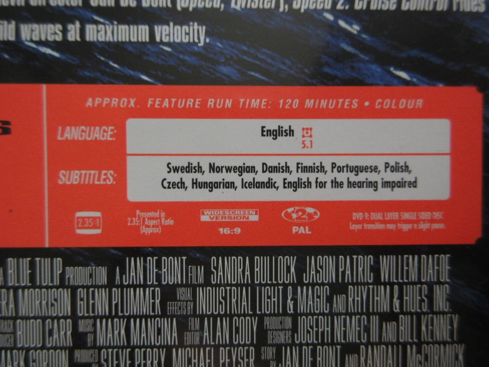 NEBEZPEČNÁ RYCHLOST 2, BULLOCK, PATRIC, GB OBAL, ČESKÉ TITULKY, DVD FILM