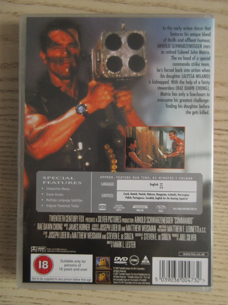 KOMANDO, SCHWARZENEGGER, GB OBAL, ČESKÉ TITULKY, DVD FILM