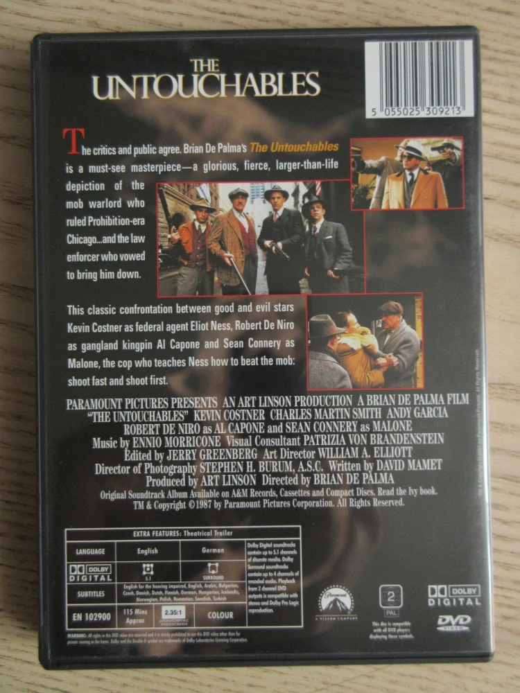 NEŮPLATNÍ, COSTNER, CONNERY, GB OBAL, ČESKÉ TITULKY, DVD FILM VČETNĚ BOOK