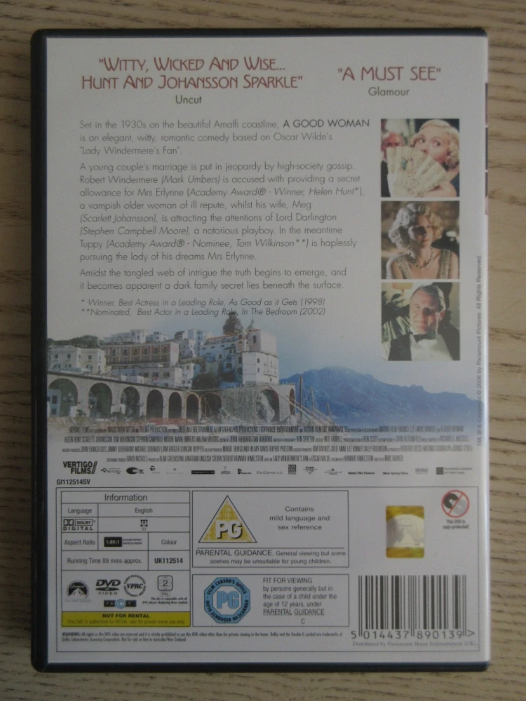 VĚJÍŘ LADY WINDERMEROVÉ, GB OBAL, ČESKÁ VERZE, DVD FILM