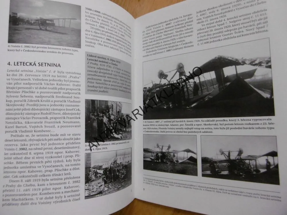 LETADLA VOISIN V ČESKOSLOVENSKU, HISTORICKÉ SEŠITY.