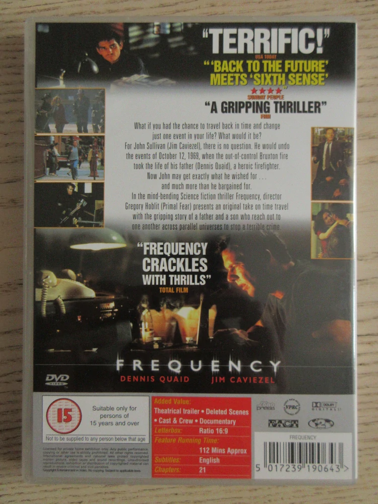 FREKVENCE, D.QUAID, J.CAVIEZEL, GB OBAL, ČESKÁ VERZE, DVD FILM