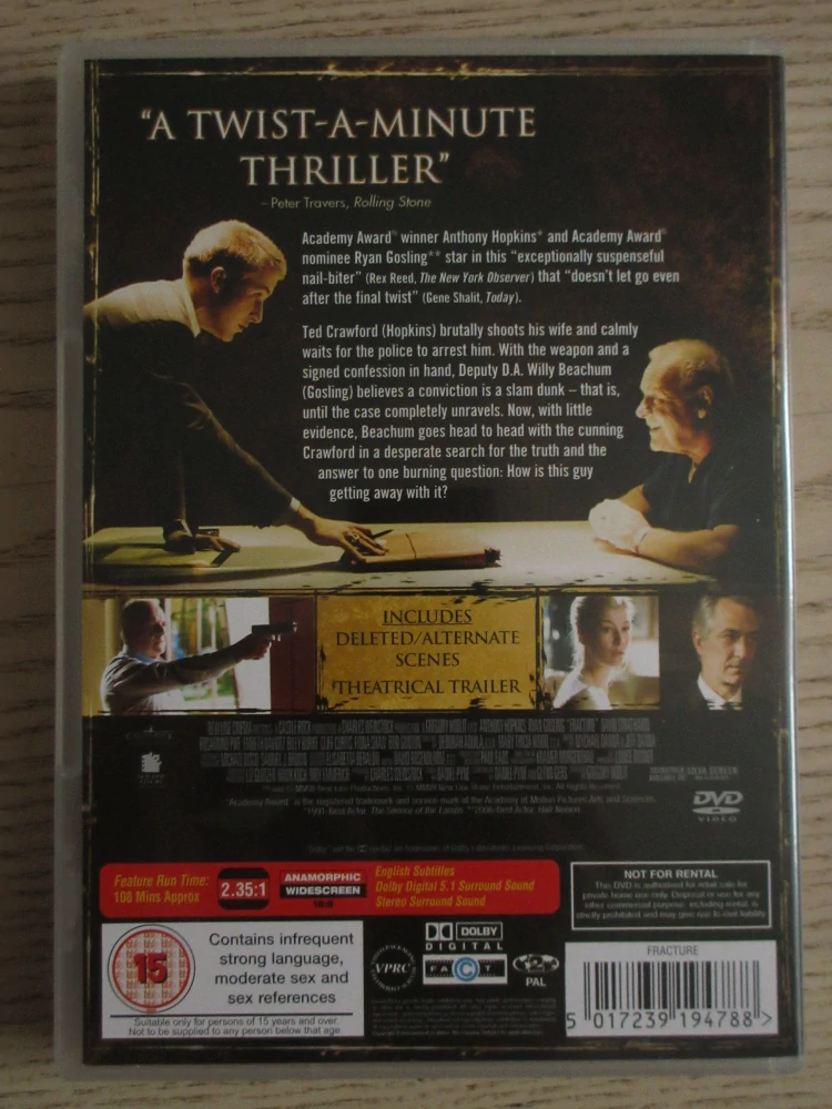 OKAMŽIK ZLOMU, A.HOPKINS, R.GOSLING, GB OBAL, ČESKÁ VERZE, DVD FILM