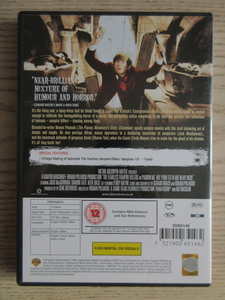 PLES UPÍRŮ, S.TATE, GB OBAL, ČESKÁ VERZE, DVD FILM