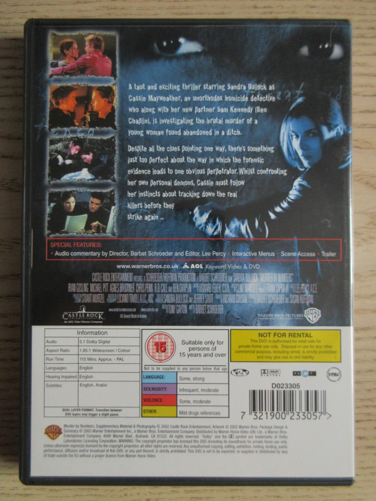 VZOREC PRO VRAŽDU, S.BULLOCK, GB OBAL, ČESKÁ VERZE, DVD FILM