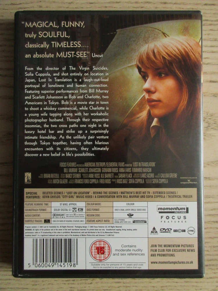 ZTRACENO V PŘEKLADU, B.MURRAY, GB OBAL, ČESKÁ VERZE, DVD FILM