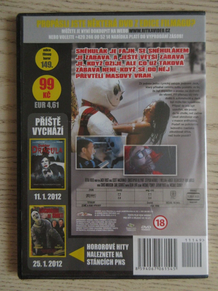 JACK FROST - SNĚHOVÝ ZABIJÁK, DVD FILM