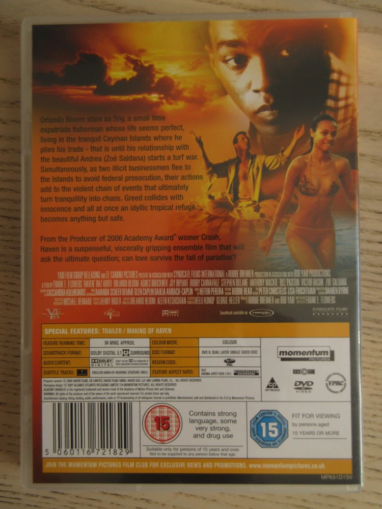 ZTRACENÝ RÁJ, O.BLOOM, Z.SALDANA, GB.OBAL, ČESKÁ VERZE, DVD FILM