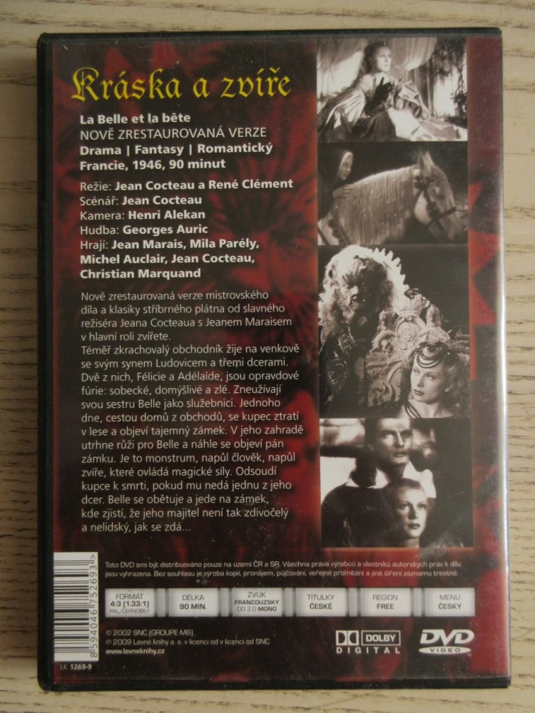 KRÁSKA A ZVÍŘE, J. MARAIS, M. PARÉLY, DVD FILM