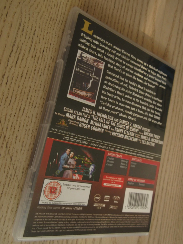 ZÁNIK DOMU USHERŮ, GB OBAL, ČESKÉ TIT, DVD FILM