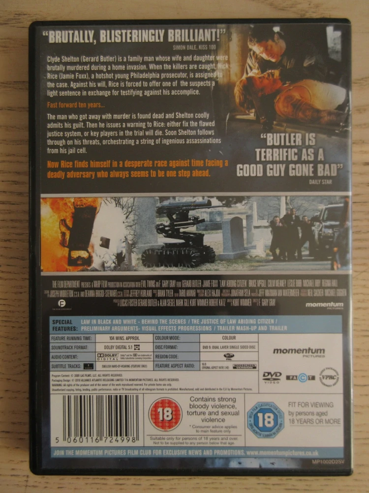CTIHODNÝ OBČAN, G.BUTLER, J.FOXX, GB OBAL, ČESKÉ DVD FILM