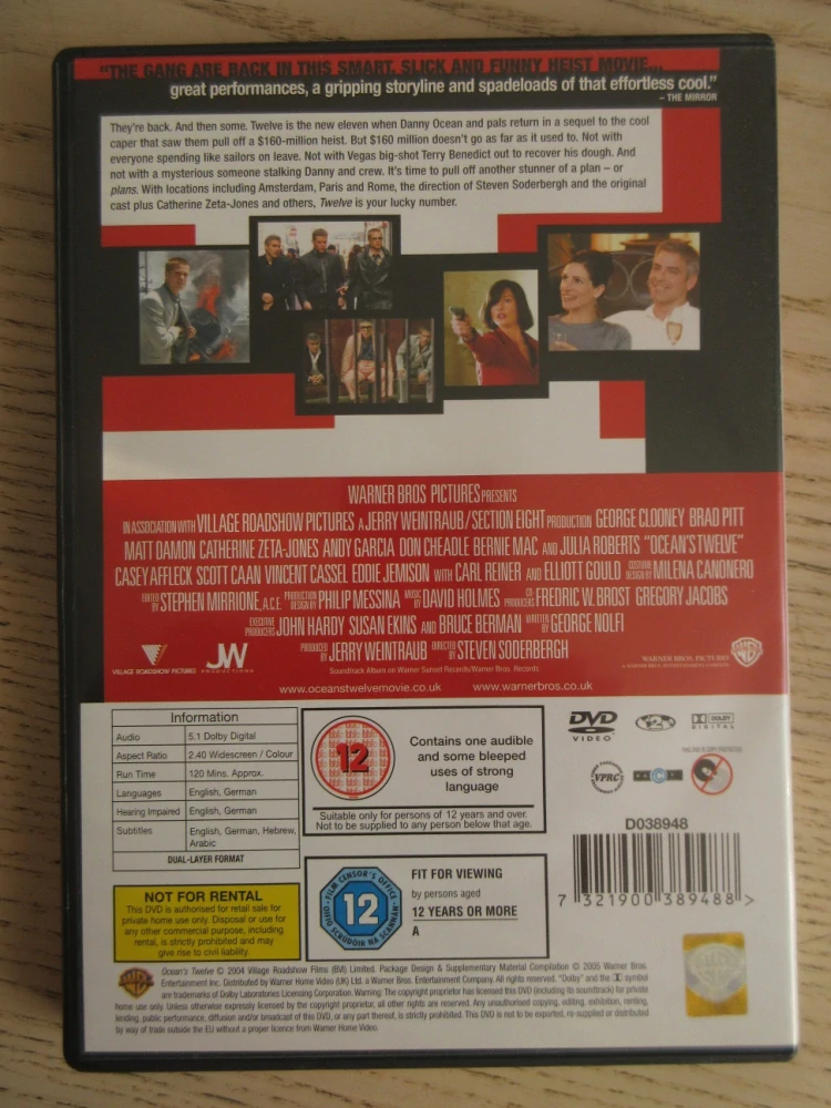 DANNYHO PARŤÁCI 2 ,B.PITT, M.DAMON, GB OBAL, ČESKÉ DVD FILM
