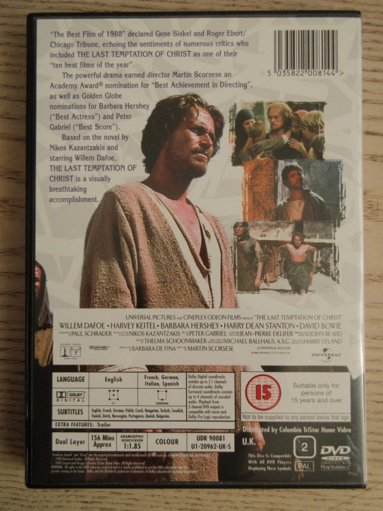POSLEDNÍ POKUŠENÍ KRISTA, W.DAFOE, GB OBAL, ČESKÉ TIT. DVD FILM