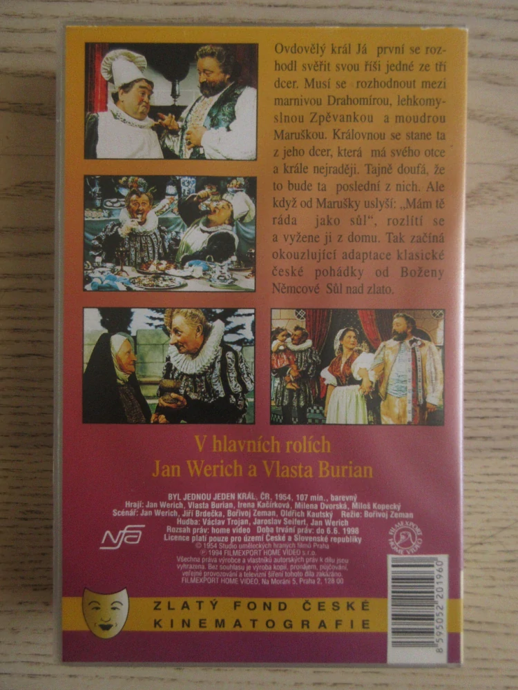 BYL JEDNOU JEDEN KRÁL, J. WERICH, V. BURIAN, VHS VIDEOKAZETA