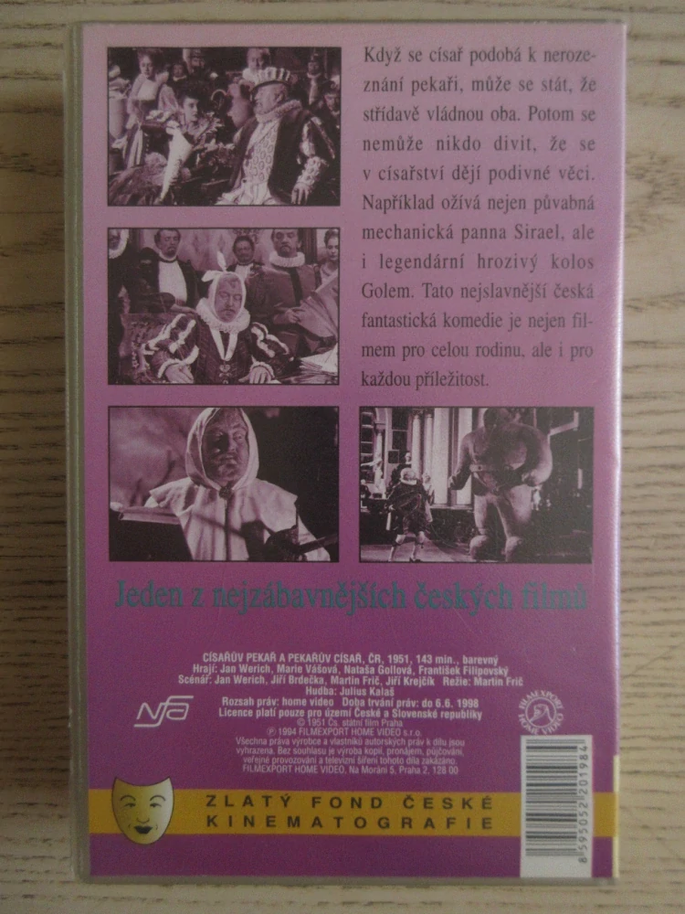 CÍSAŘŮV PEKAŘ A PEKAŘŮV CÍSAŘ, J. WERICH, M. VÁŠOVÁ, VHS VIDEOKAZETA