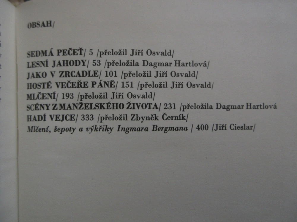 FILMOVÉ POVÍDKY, INGMAR BERGMAN, **an
