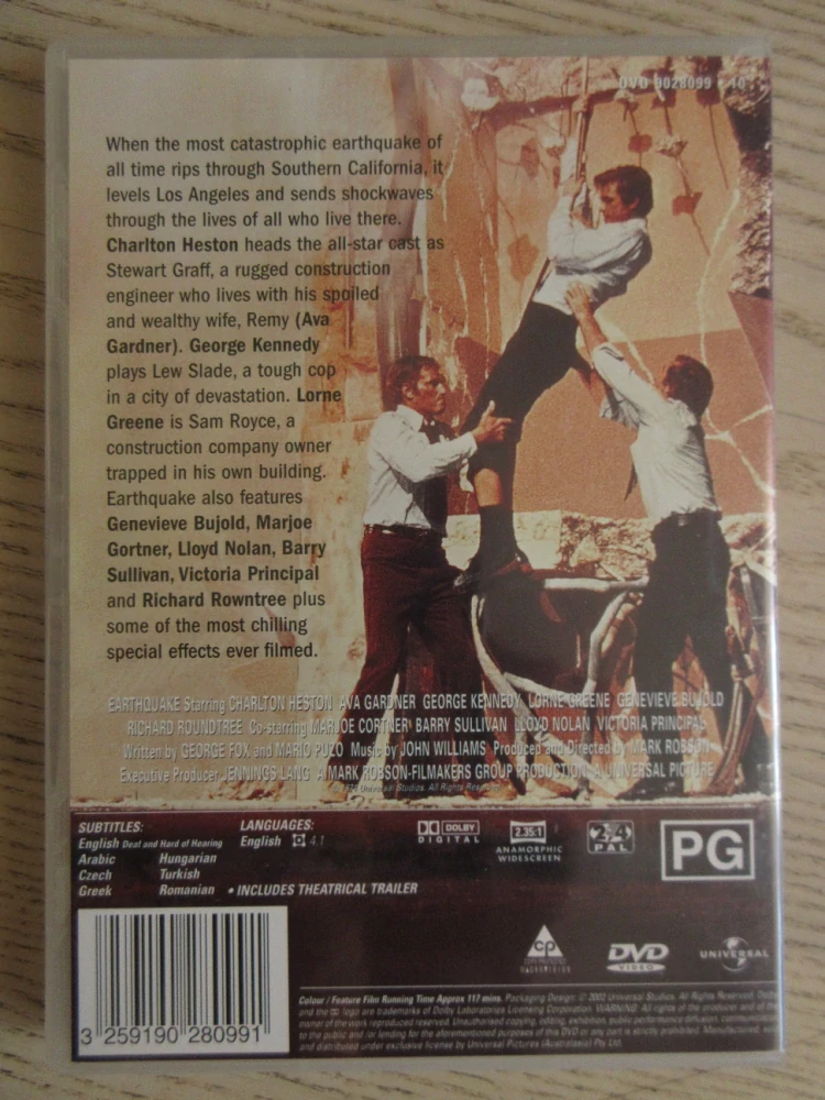 ZEMĚTŘESENÍ, C.HESTON, G.KENNEDY, GB OBAL, ČESKÉ TIT. DVD FILM