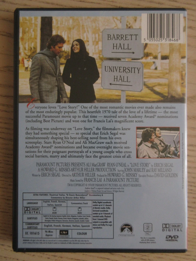 LOVE STORY, ALI MCGRAW, GB OBAL, ČESKÉ TITULKY, DVD FILM