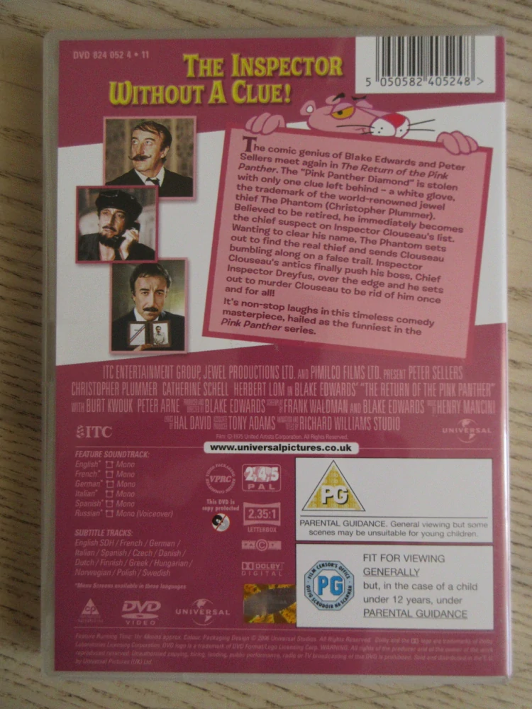 NÁVRAT RŮŽOVÉHO PARTNERA, P.SELLERS, GB OBAL, ČESKÉ TITULKY, DVD FILM