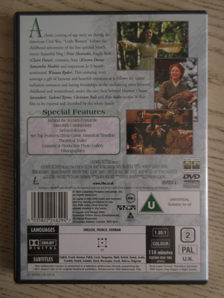 MALÉ ŽENY, W.RYDER, S.SARANDON, GB OBAL, ČESKÉ TITULKY, DVD FILM