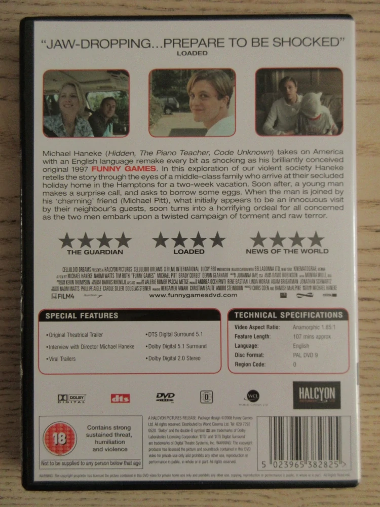 FUNNY GAMES, NAOMI WATTS, TIM ROTH, GB OBAL, ČEŠTINA, DVD FILM