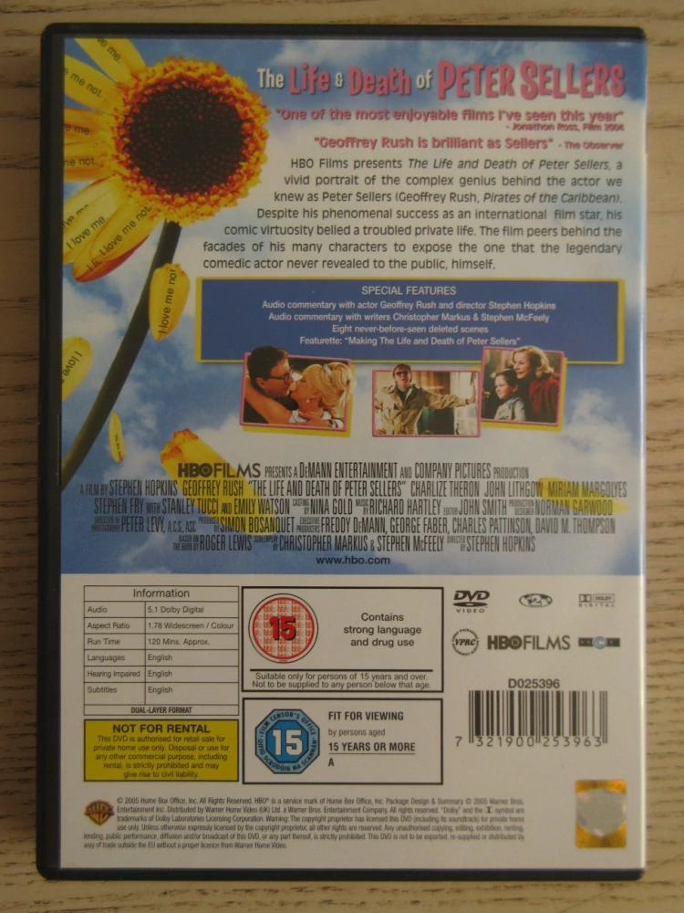 ŽIVOT A SMRT PETERA SELLERSE, THERON, GB OBAL, ČESKÉ DVD, DVD FILM